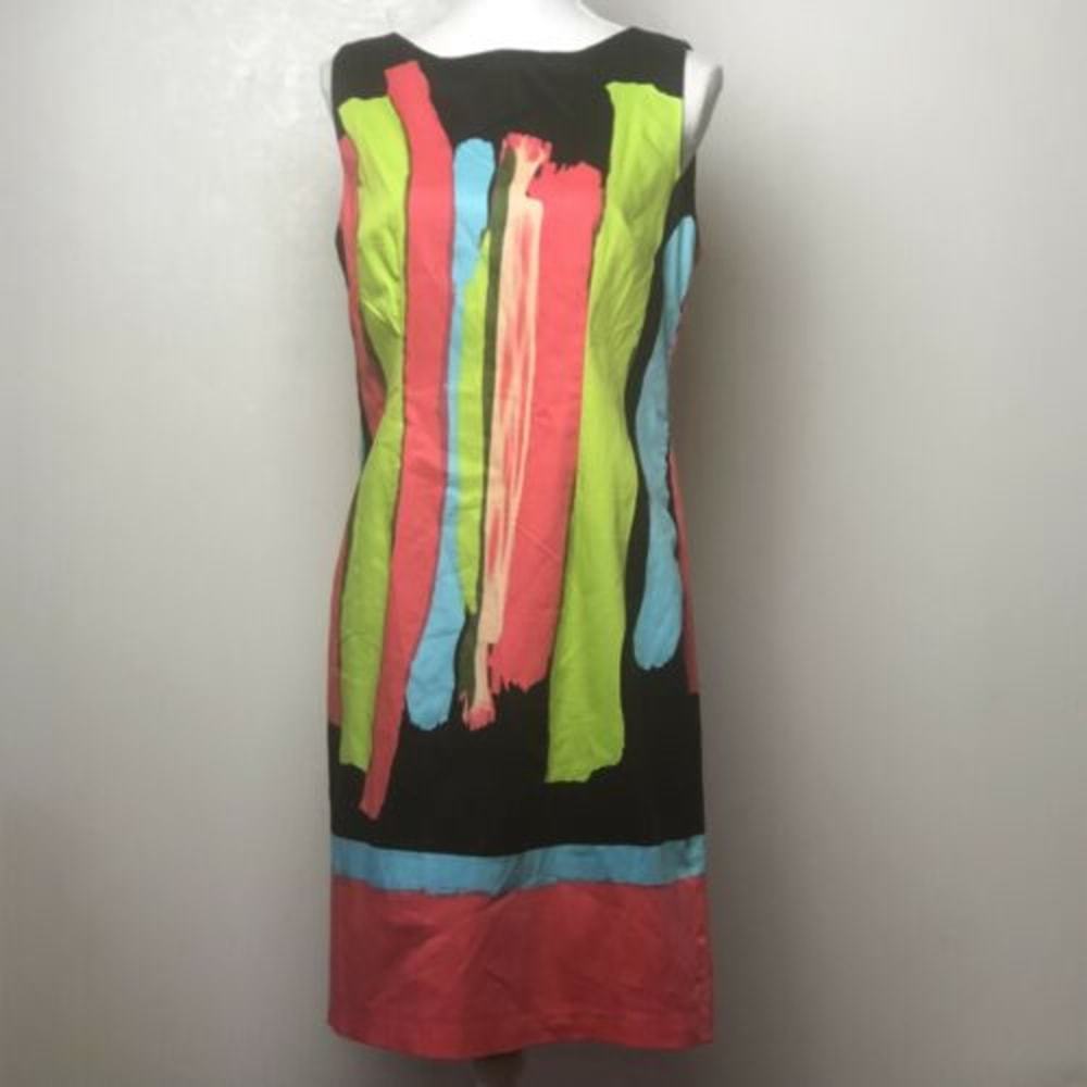 CHETTA B Size 8 Shift Dress Neon Coral Sleeveless